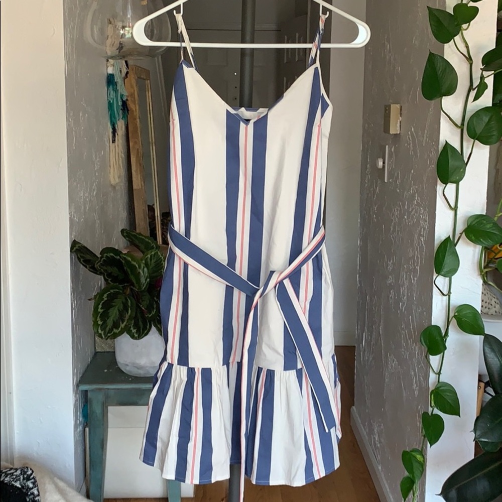 Banana republic striped mini dress with tie